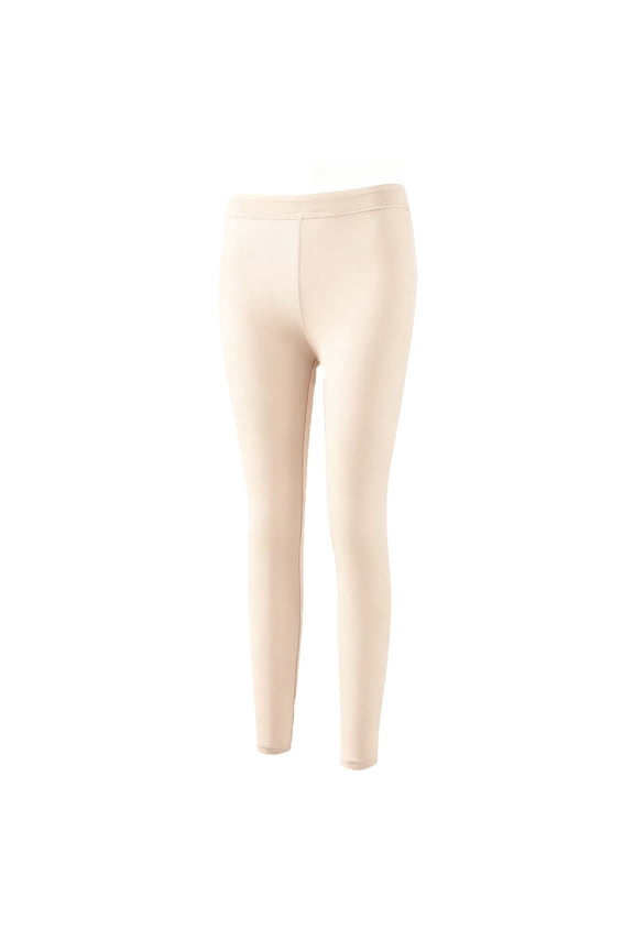 Womens Fashion Solid Color Warm Regular Soft Stretchy Comfortable Breathable Casual Thick Leggings Beige XXXL