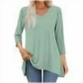 thumbnail image 1 of Arnsht Womens Fashion Tunic Long Sleeve Tops to Wear with Leggings Casual Long Swing Blouses Shirts Loose Fit Dressy Green L, 1 of 7