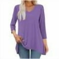 thumbnail image 1 of Arnsht Womens Fashion Tunic Long Sleeve Tops to Wear with Leggings Casual Long Swing Blouses Shirts Loose Fit Dressy Purple M, 1 of 7