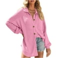thumbnail image 1 of Arnsht Womens Fashion Waffle Knit Shacket Jacket Casual Long Sleeve Button Down Shirts Dressy Blouses Tops Pink XL, 1 of 7