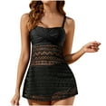thumbnail image 1 of Arnsht Womens Mesh Swimdress Two Piece Tankini Swimwear Tummy Control Swimsuit Ruched Soft Comfortable Bathing Suit Plus Size Beachwear Black XXL, 1 of 3