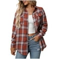 thumbnail image 1 of Arnsht Womens Plus Size Flannel Shirts Plaid Shirts with Pocket Long Sleeves Casual Button Down Collared Shacket Tops Yellow S, 1 of 7
