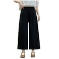 thumbnail image 1 of Arnsht Womens Plus Size Solid Color Linen Pants High Waisted Wide Leg Drawstring Casual Loose Trousers with Pockets Black XXXXXL, 1 of 4