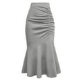 thumbnail image 1 of Arnsht Womens Plus Size Stretch Office Fishtail Pencil Skirt High Waist Solid Color Pleated Below Knee Waist Hip Skirts Gray XXXXXL, 1 of 5