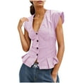 thumbnail image 1 of Arnsht Womens Scoop Neck Blazer Vest Summer Linen Sleeveless Fitted Waistcoat Work Casual Solid Cotton Tank Tops Purple L, 1 of 9