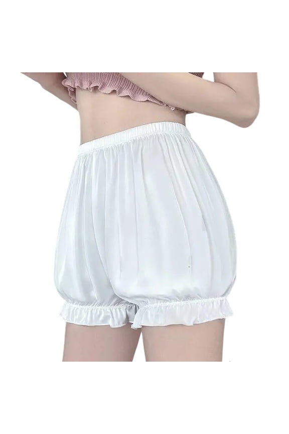 Womens Slip Shorts Lace Trim Pettipants Bloomers Split Skirt Culottes Half Slips Under Dresses Shorts for Women White XL