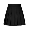 thumbnail image 1 of Arnsht Womens Stretchy Pleated Mini Skirt Comfort High Waist Solid Color Pleated Skirt School Uniform Skirt Black XL, 1 of 9