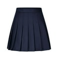 thumbnail image 1 of Arnsht Womens Stretchy Pleated Mini Skirt Comfort High Waist Solid Color Pleated Skirt School Uniform Skirt Blue L, 1 of 9