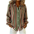 thumbnail image 1 of Arnsht Womens Striped Shirts Cotton Classic Long Sleeve Button Down Collared Casual Tops Corduroy Shirt Jacket Lightweight Fall Blouses Green S, 1 of 5