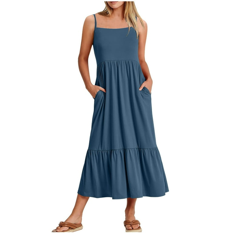 Arnsht Womens Summer Maxi Dress Casual Sleeveless Spaghetti Strap