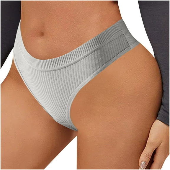 Arnsht Womens Underwear Ribbed High Waisted Cotton Briefs Full Coverage Cheeky Soft Panties Breathable Low-rise Briefs Gray XL