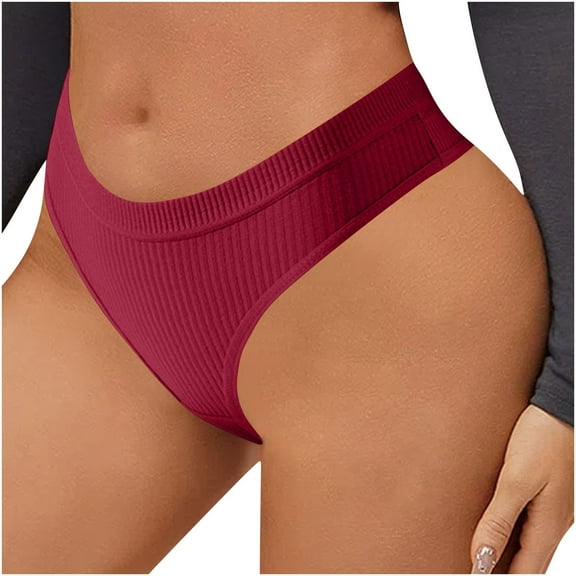 Arnsht Womens Underwear Ribbed High Waisted Cotton Briefs Full Coverage Cheeky Soft Panties Breathable Low-rise Briefs Red XL