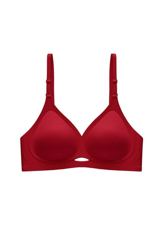 Womens Wireless Bras No Underwire Push Up Bra Seamless Supportive Full Coverage Everyday Bras Regular Fit Red S