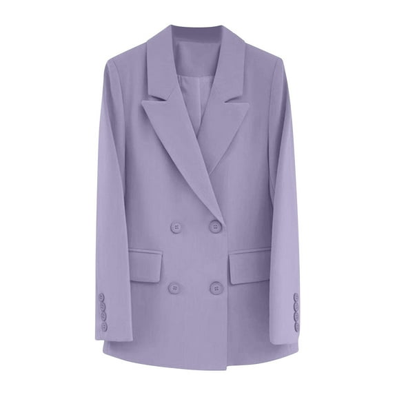 Arnsht Womens Work Office Blazers Long Sleeve Double-Breasted Open Front Lapel Collar Blazer Jackets Suits with Pockets Purple L