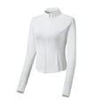 thumbnail image 1 of Arnsht Womens Zip Up Workout Jakcets Solid Color Lightweight Slim Fit Running Athletic Jackets with Thumb Holes White L, 1 of 3