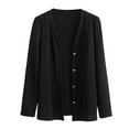 thumbnail image 1 of Arnsht (XL-5XL) Women's Plus Size Solid Color V Neck Button Down Knitwear Long Sleeve Soft Basic Knit Cardigan Sweater Black XXXXXL, 1 of 7