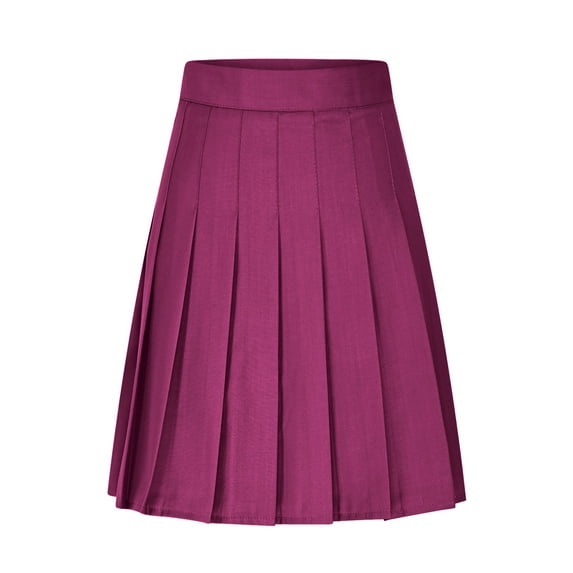 Arnsht (XS-5XL) Plus Size Womens Stretchy Pleated Mini Skirt Comfort High Waist Solid Color Tennis Skirt School Uniform Skirt Pink XXXL