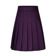 thumbnail image 1 of Arnsht (XS-5XL) Plus Size Womens Stretchy Pleated Mini Skirt Comfort High Waist Solid Color Tennis Skirt School Uniform Skirt Purple XS, 1 of 9