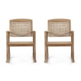thumbnail image 1 of Arnton Acacia Wood and Wicker Outdoor Rocking Chair, Set of 2, Light Brown, 1 of 9