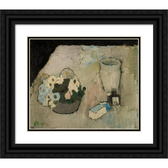 Arnulf Øverland 14x12 Black Ornate Wood Framed Double Matted Museum Art Print Titled: Still Life (1912)