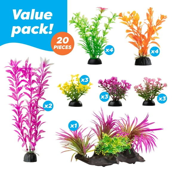 AroPaw Aquarium Decorations 20  Pack Lifelike Plastic Decor Fish Tank Plants