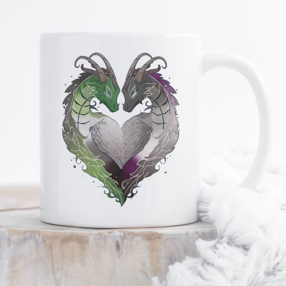 Aroace Pride Coffee Mug, Aromantic Aual Pride Gift, BT Mug, Gay Pride Month Festival, Aro Ace, Pride Dragon, Aroace Dragon.