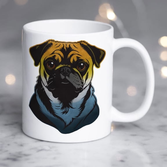Aroace Pride Coffee Mug, Aromantic Aual Pride Gift, BT Mug, Gay Pride Month Festival, Aro Ace Sun, Pride Dog Cute Pug Pet Lover.