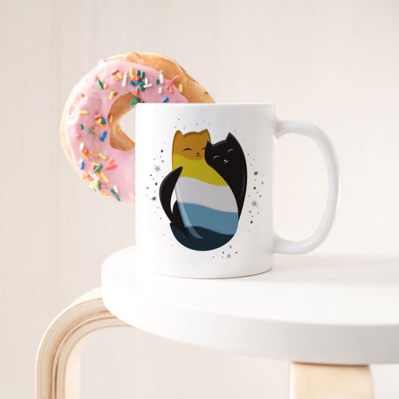 Aroace Pride Coffee Mug, Aromantic Aual Pride Gift, BT Mug, Gay Pride Month Festival, Aro Ace Sun, Yin Yang t, Black t.
