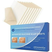 Aroamas Professional Silicone Scar Sheets, Soften and Flattens Scars Resulting from Surgery, Injury, Burns, Acne, C-section and more, Soft Silicone Scar Strips, 3" X 1.57", 8 Sheets (4 Month Supply)