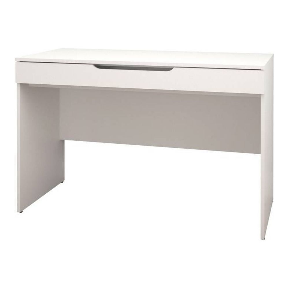 White Wood Desk with Drawer and Keyboard Tray