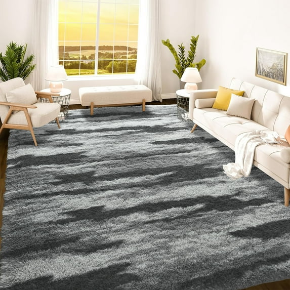 Arogan 5x8 Feet Area Rugs for Living Room Bedroom, Grey Soft Fluffy Shaggy Bedside Carpet, Machine Washable Indoor Floor Rug for Kids Home Decor Aesthetic