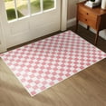 thumbnail image 1 of Arogan Checkered Area Rug for Living Room Bedroom Washable Rug, Pink and White,2' x 3', 1 of 8