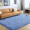 thumbnail image 1 of Arogan Fluffy Shaggy Rugs, 4x6 Feet Blue Plush Rugs for Girls Bedroom, Soft Kids Room Carpets,Bedside Rug, Upgrade Non-Slip Rugs for Children Nursery Dorm Home Decor, Blue, 1 of 6