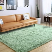 Arogan Fluffy Shaggy Rugs, 4x6 Feet Green Plush Rugs for Girls Bedroom, Soft Kids Room Carpets,Bedside Rug, Upgrade Non-Slip Rugs for Children Nursery Dorm Home Decor, Green