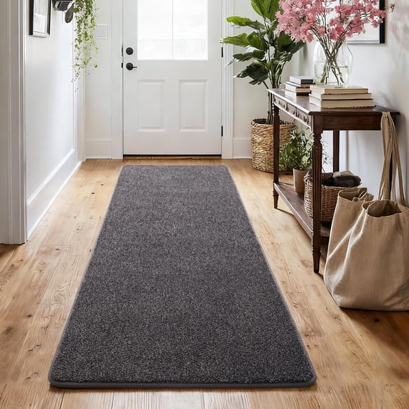 Arogan Modern 2x6 Runner Rug, Dark Gray Washable Long Hallway Carpet, Non-Slip Memory Foam Mat for Kitchen Bedside Entryway Living Room