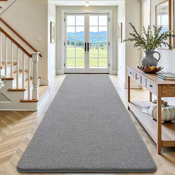 Arogan Modern 2x6 Runner Rug, Gray Washable Long Hallway Carpet, Non-Slip Memory Foam Mat for Kitchen Bedside Entryway Living Room