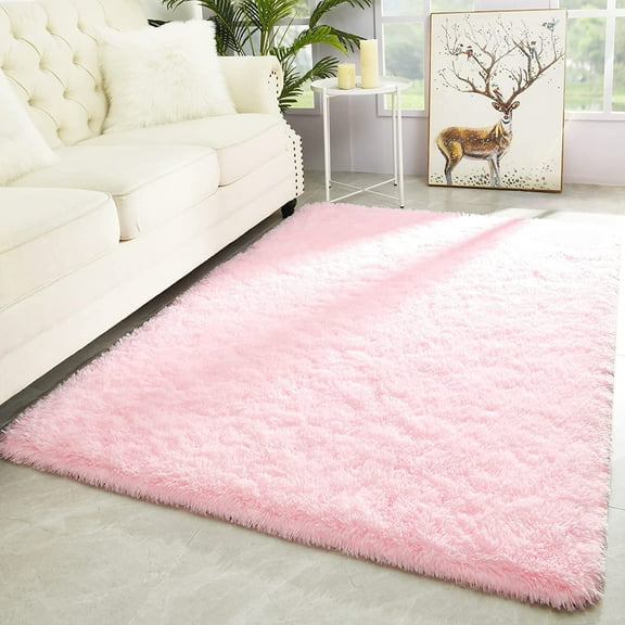 Arogan Modern Soft Fluffy Carpet for Living Room, Bedroom and Children's Room, Pink, 4'x6 '.