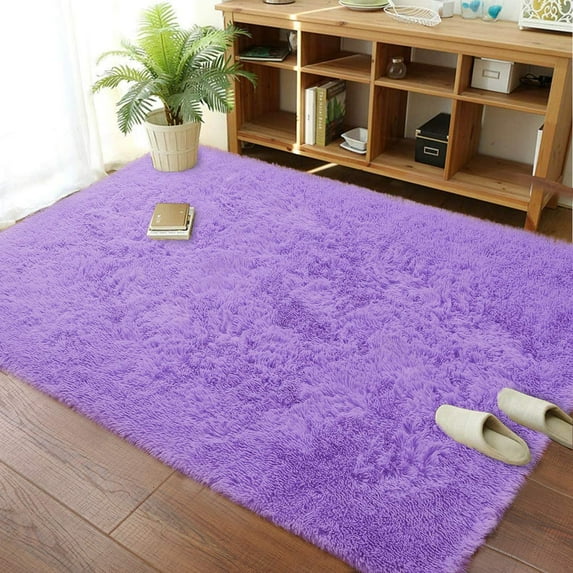 Arogan Modern Soft Fluffy Carpet for Living Room, Bedroom and Children's Room, Purple, 5'x8 '.