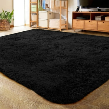 Arogan Soft Fluffy Area Rug Modern Shaggy Bedroom Rugs for Kids Room Nursery Rug Floor Carpets, 2'x 3',Black