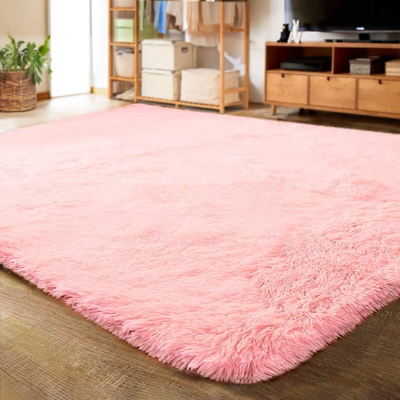 Arogan Soft Fluffy Area Rug Modern Shaggy Bedroom Rugs for Kids Room Nursery Rug Floor Carpets, 2'x 3',Pink