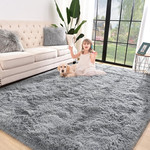 Arogan Soft Fluffy Area Rug Modern Shaggy Bedroom Rugs for Kids Room Nursery Rug Floor Carpets, 8'x 10',Gray