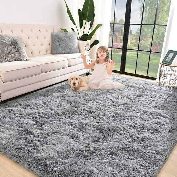 Arogan Soft Fluffy Area Rug for Living Room Bedroom Shaggy Accent Carpets for Kids Girls Rooms,9'x12',Gray