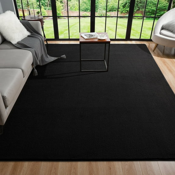 Arogan Soft Low Pile Rug Modern Area Rugs for Bedroom Living Room,Suitable for Boys Girls Teenagers and Adults with Super Soft Touch , Black , 4' x 6'