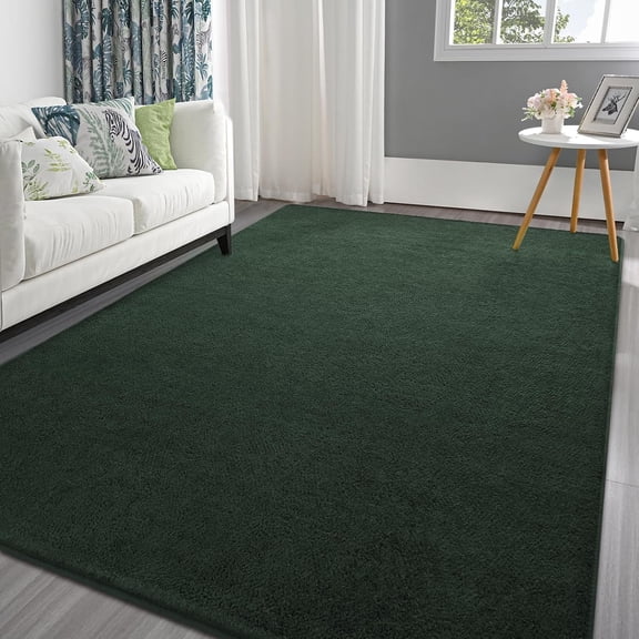 Arogan Soft Low Pile Rug Modern Area Rugs for Bedroom Living Room,Suitable for Boys Girls Teenagers and Adults with Super Soft Touch , Dark Green , 4' x 6'