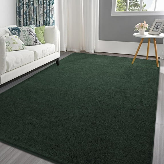 Arogan Soft Low Pile Rug Modern Area Rugs for Bedroom Living Room,Suitable for Boys Girls Teenagers and Adults with Super Soft Touch , Dark Green , 6' x 9'