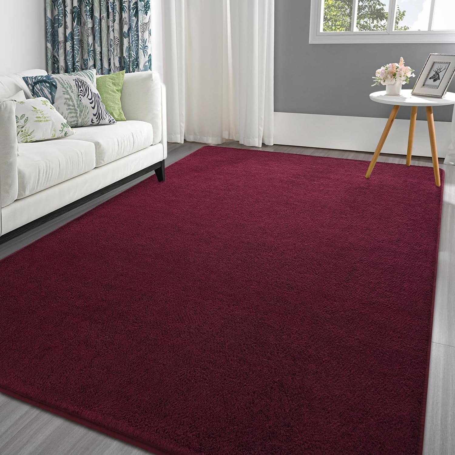 Arogan Soft Low Pile Rug Modern Area Rugs for Bedroom Living Room,Suitable for Boys Girls Teenagers and Adults with Super Soft Touch , Wine Red ,5'x 7'