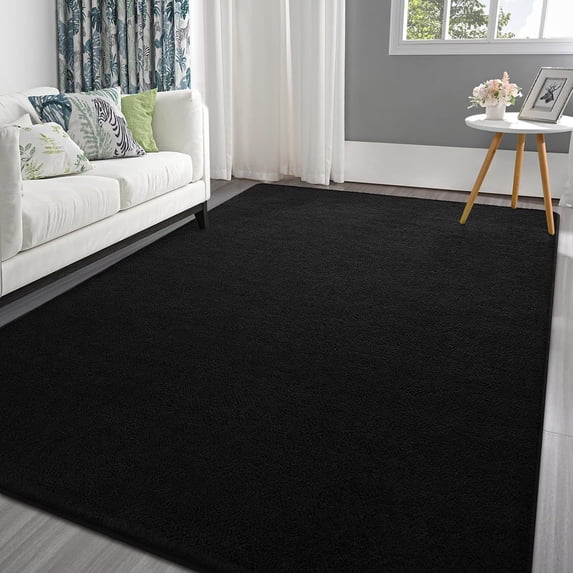 Arogan Soft Low Pile Rug Modern Area Rugs for Bedroom Living Room,Suitable for Boys Girls Teenagers and Adults with Super Soft Touch ,Black ,4' x 6'