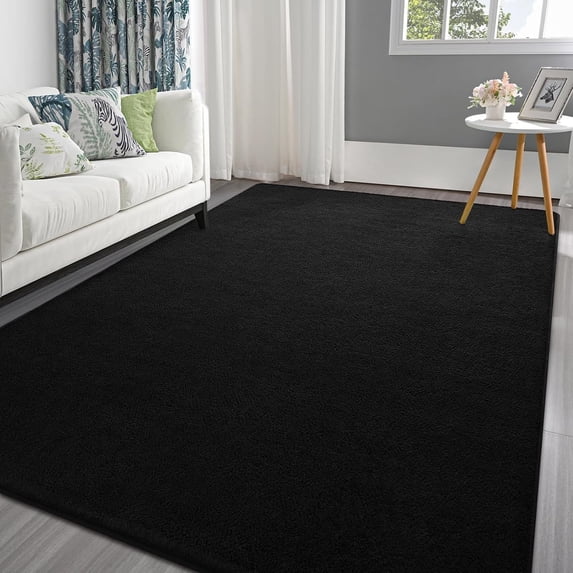 Arogan Soft Low Pile Rug Modern Area Rugs for Bedroom Living Room,Suitable for Boys Girls Teenagers and Adults with Super Soft Touch ,Black ,6' x 9'