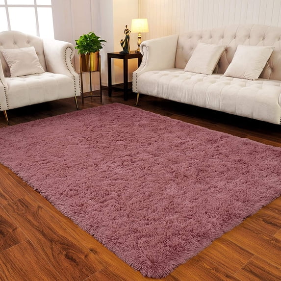 Arogan Super Soft Fluffy Area Rug For Living Room, Shaggy Carpet For Bedroom Nursery Room, 4'x5.3',Blush