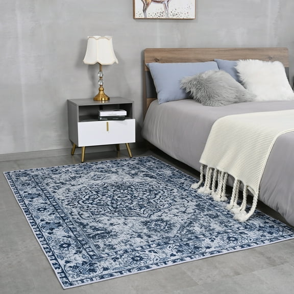 Arogan Traditional Persian Bohemian Area Rugs , Suitable for Living Room, Bedroom, Office Area Rugs, Blue, 4' x 6'